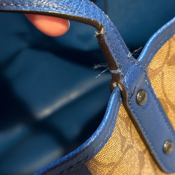 Coach Pac-Man Large Tote Reversible Coated Canvas Blue Stripe - Picture 10 of 12